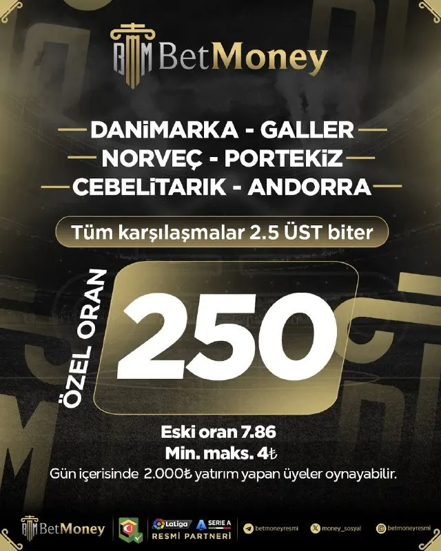 🔥 Günün Özel Oranlı Kuponu BetMoney’de! 🎯 HEPSİ 2.5 ÜST 💥 Özel Oran: 250 📉 Eski Oran…