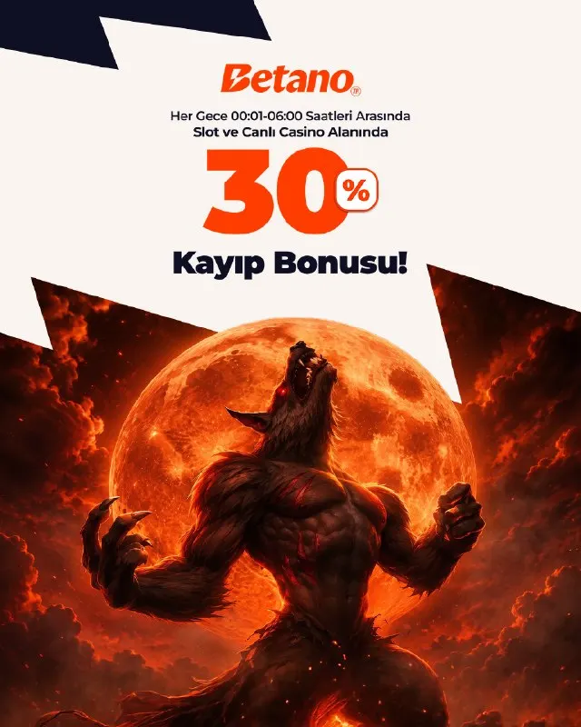 🥳 Her gece 00:01 - 06:00 saatleri arasında Slot ve Canlı Casino’da %30 Kayıp Bonusu…