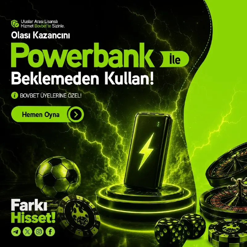 ⚡️ POWERBANK İLE BEKLEMEK YOK! 💚🔋 Bovbet üyelerine özel dev ayrıcalık! Olası kazancını…
