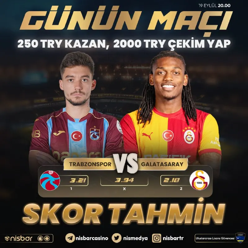 🔔 GÜNÜN MAÇINA ÖZEL FREEBET ETKİNLİĞİ! ⚽️#Trabzonspor 🆚 ⚽️#Galatasaray ⚡️ Maçın skorunu…