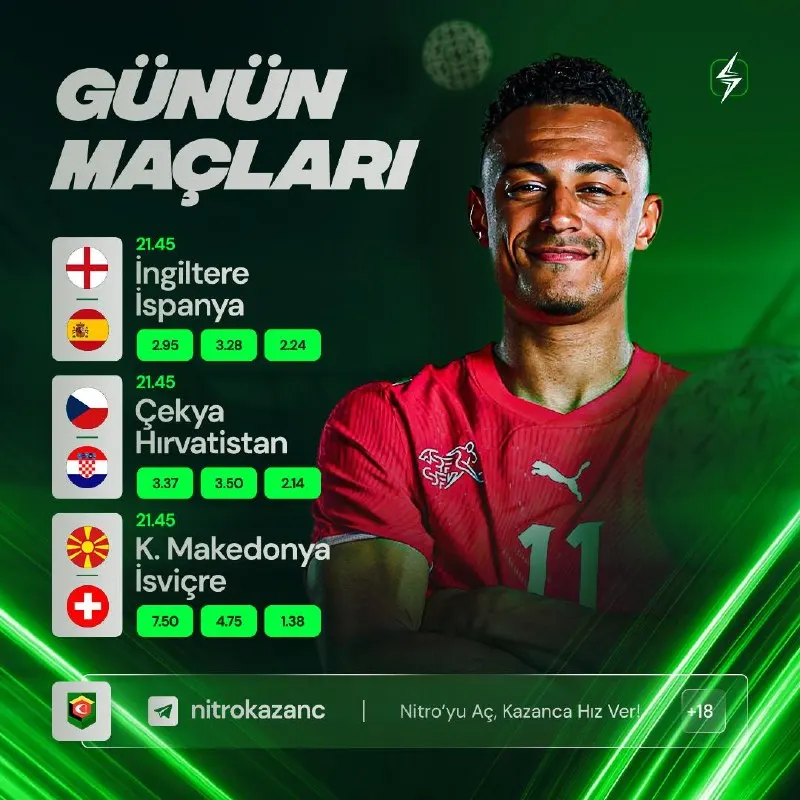 🔥 GÜNÜN MAÇLARI VE ORANLARI HAZIR! 🔤 🕙 İki maçta deplasman favori. İspanya İngiltere'de…