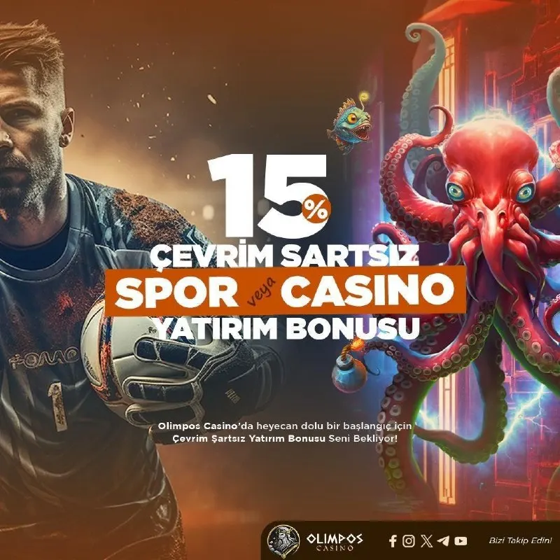📣 OlimposCasino'da %15 ÇEVRİM ŞARTSIZ YATIRIM BONUSU! 💰 İster Spor ister Casino…