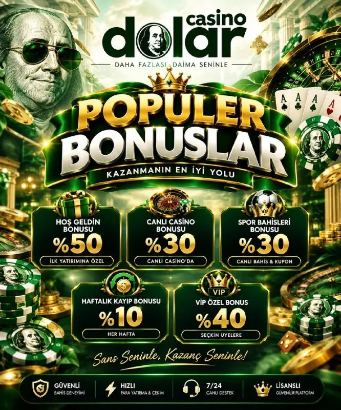 👑 CASINO DOLAR 👑 ✨ POPÜLER BONUSLAR ✨ ŞANSINI SEÇ, BONUSUNU KAP! ━━━━━━━━━━━━━━━━━━ 🎁 %50…