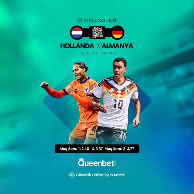 🔥 Uluslar Ligi’nde gecenin maçı ⏰ 21:45 Hollanda 🆚 Almanya 🎯 Erken haftada puanlar altın…