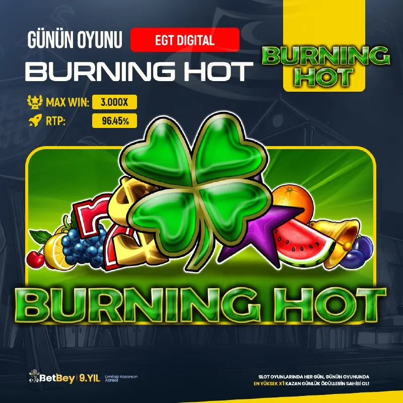🎰 GÜNÜN OYUNU: BURNING HOT!🔔 Bugünün yıldızı belli! Şansını klasik slot atmosferinin…