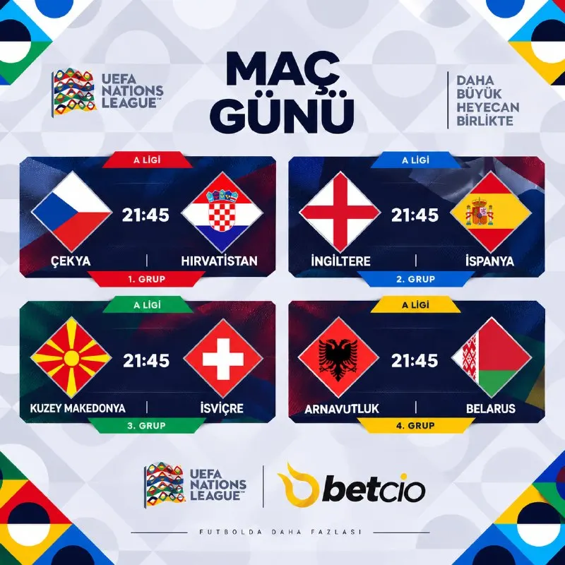 🏆 ULUSLAR LİGİ’NDE MAÇ GÜNÜ HEYECANI! ⚡️ Günün Uluslar Ligi karşılaşmalarında yüksek…