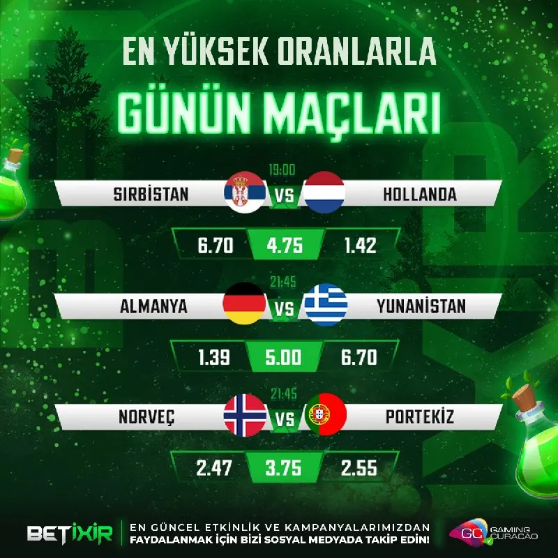 ⬆️ #BetiXir 'den Günün En Çekişmeli Karşılaşmaları ⬆️ 🕒 19:00 - Sırbistan ⚔️ Hollanda 🕒…