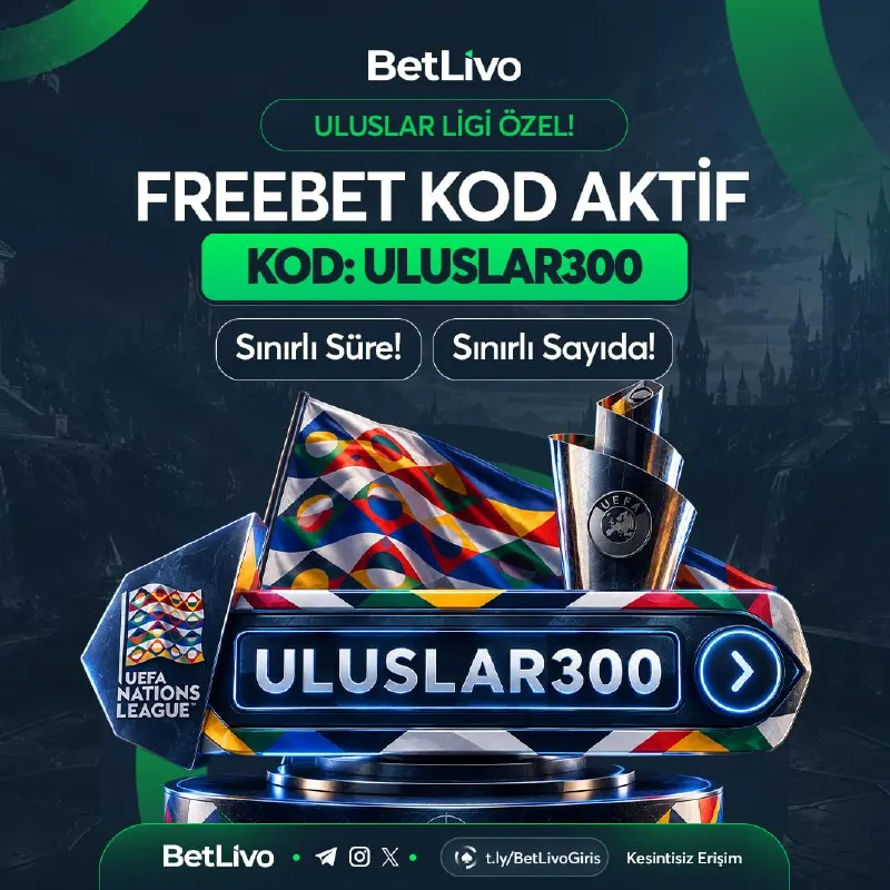 ⚽️ ULUSLAR LİGİ ÖZEL 🚨KOD AKTİF! 🚨 KOD: 🔤🔤🔤🔤🔤🔤🔤3️⃣0️⃣0️⃣ 🔥 Beklenen Freebet Kod Etkinliği…