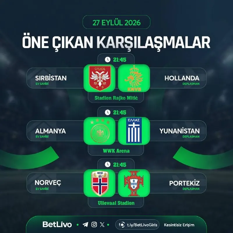 🌟🌟🌟🌟 💥Günün Karşılaşmaları💥 ✨Yüksek Oranlar ve Yüksek Kazanç BetLivo ile Daha Kolay✨…