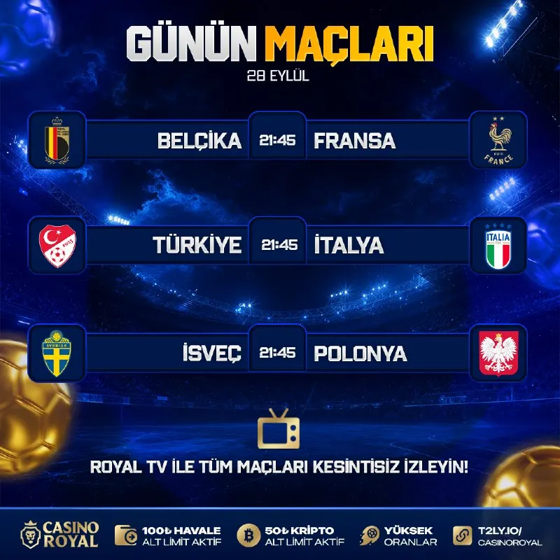 🇹🇷BU AKŞAM GÖZLER TÜRKİYE–İTALYA’DA ⚽️ 21:45’te üç farklı mücadele aynı anda başlıyor. 📺…