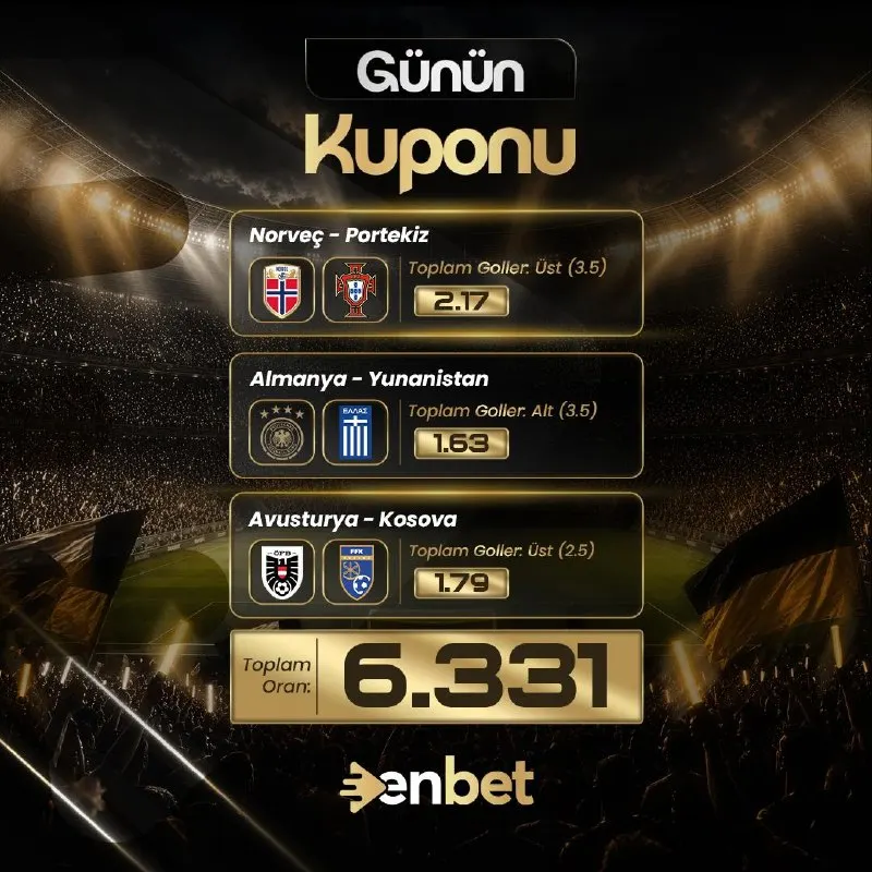 👑👑👑 ❤️ GÜNÜN KUPONU İLE KASANI KATLA! ❤️ Norveç - Portekiz | Toplam Goller: Üst (3.5) ➔…