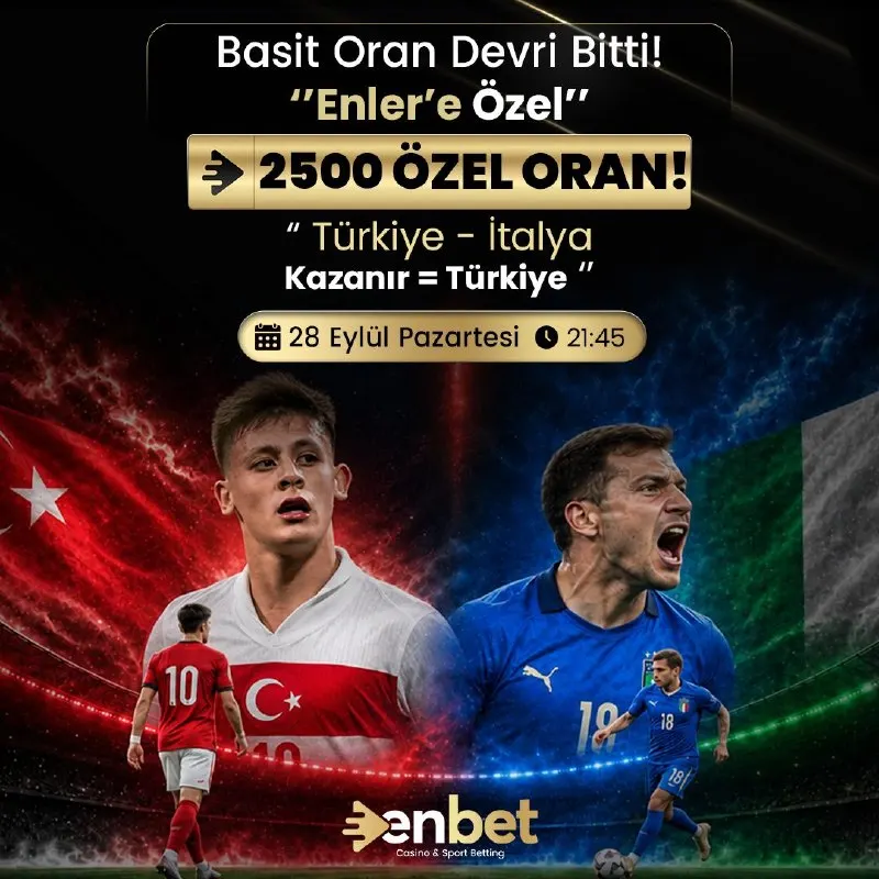 👑👑👑👑👑👑 ❤️ TÜRKİYE - İTALYA MAÇINA TAM 2.500 ÖZEL ORAN ENBET'TE! ❤️ Basit oran devri…