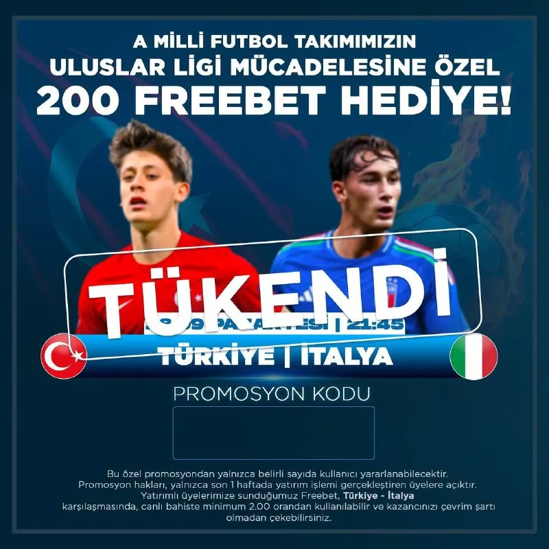 🚨 Promosyon kodumuz tükenmiştir. Etkinliğimize gösterdiğiniz ilgi için teşekkür ederiz! 🔔…