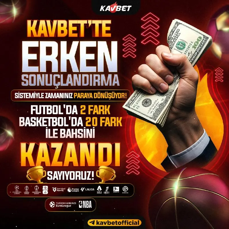 ⭐️Kazancın Adresi Kavbet! ⚽️Futbolda 2 fark, Basketbolda 20 fark yeter! 🔥Şimdi Kavbet’te…