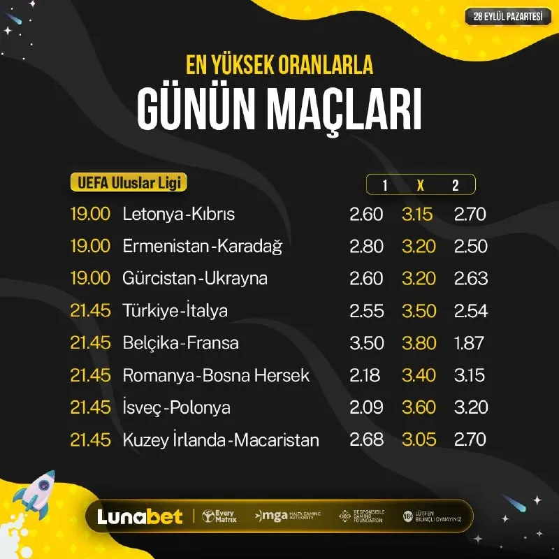 🔥 Günün Maçları ✅ En Yüksek Oranlar 👉Lunabet’te seni bekliyor.