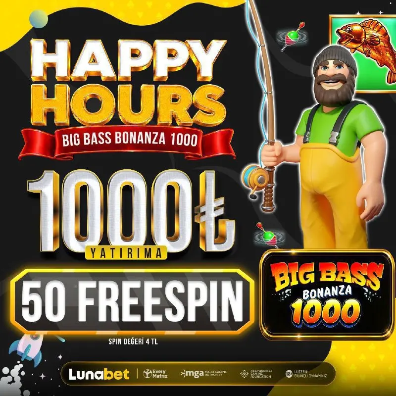 🔥 BİG BASS HOUR BAŞLADI! 💰 1.000 TL yatır, 50 FS kazan! 🎁 Aktif Bonuslar’dan HAPPYLUNA…