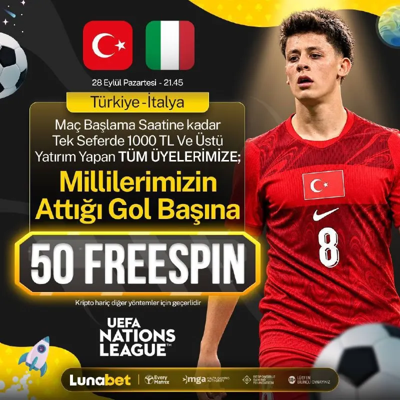 🇹🇷 TÜRKİYE ⚽️ İTALYA 🇮🇹 Maç Başlama Saatine kadar Tek Seferde 1000 TL Ve Üstü Yatırım…