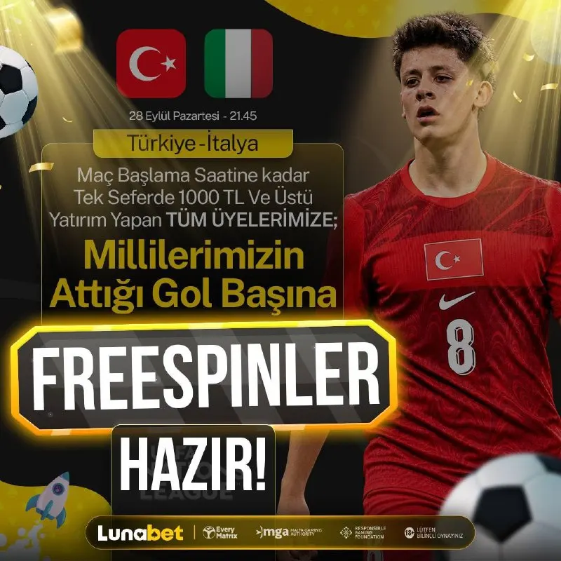 ⚽️ 50 FREESPİN HAZIR ! 🇹🇷TÜRKİYE - İTALYA 🇮🇹 maçına özel gün içerisinde tek seferde…