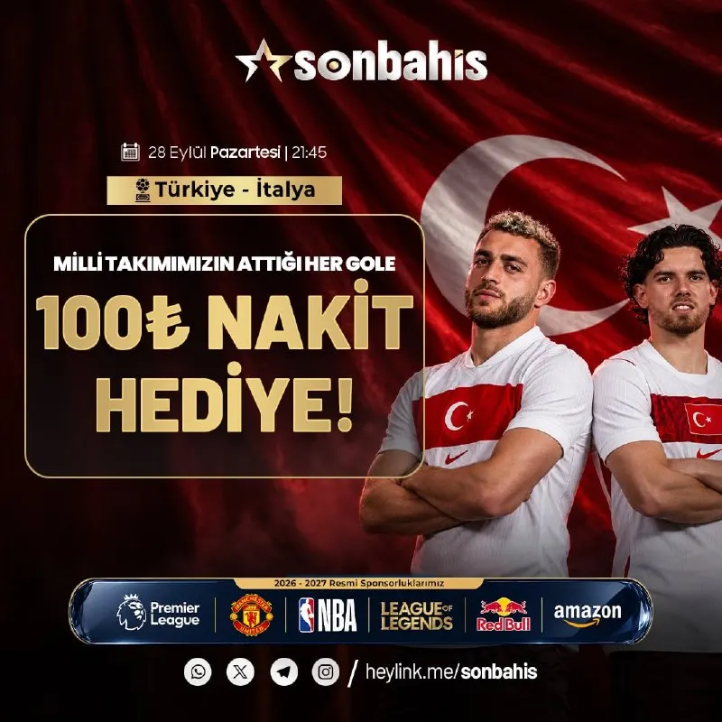 🎁 MİLLİ TAKIMIMIZA TAM DESTEK! 🔥 Milli Takımımızın Attığı Her Gole 100₺ Nakit Hediye! 🔥…