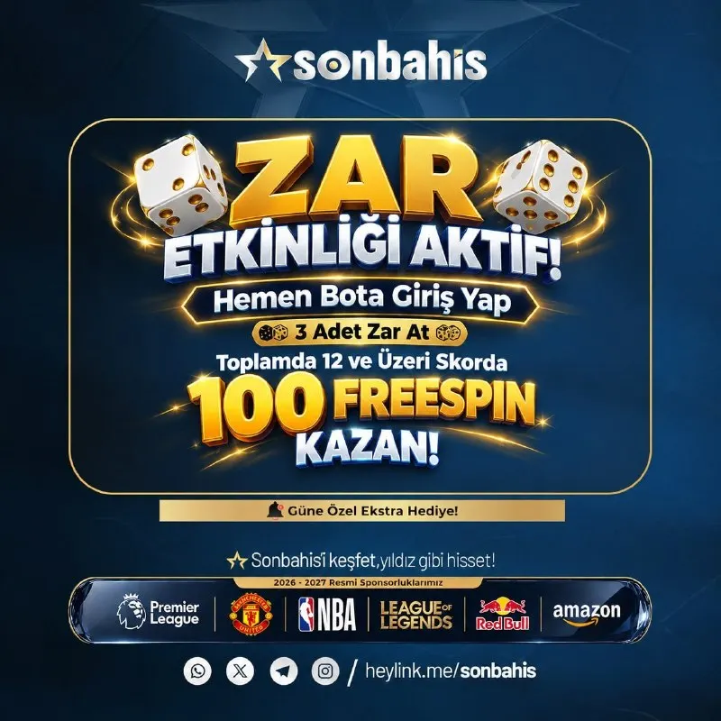 🎲GECECİLERE ÖZEL ZAR ETKİNLİĞİ! 🔥Hemen Bota Giriş Yap 🔥3 Adet Zar At » Toplamda 12 ve…