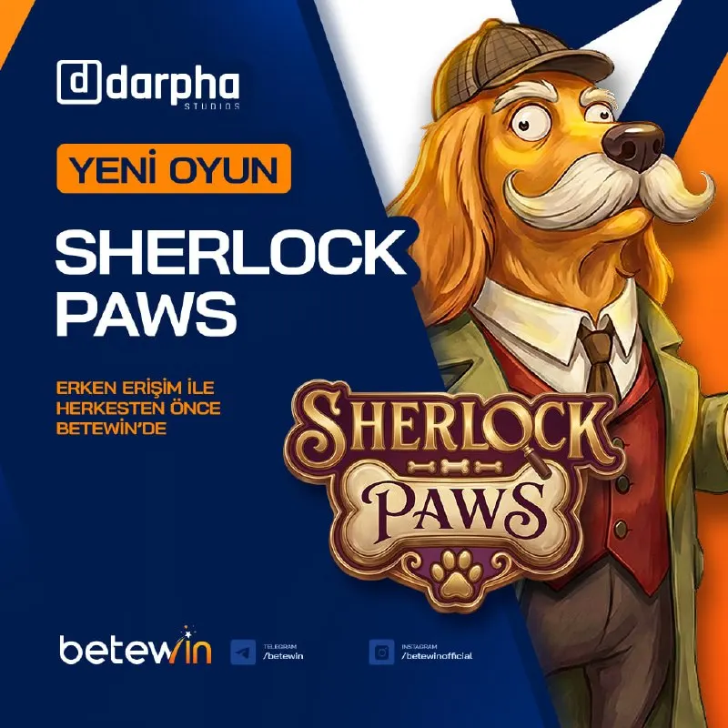 ERKEN ERİŞİM FIRSATI BETEWİN'DE! 💎 Darpha' dan Sherlock Paws erken erişime aktif! ⭐️…