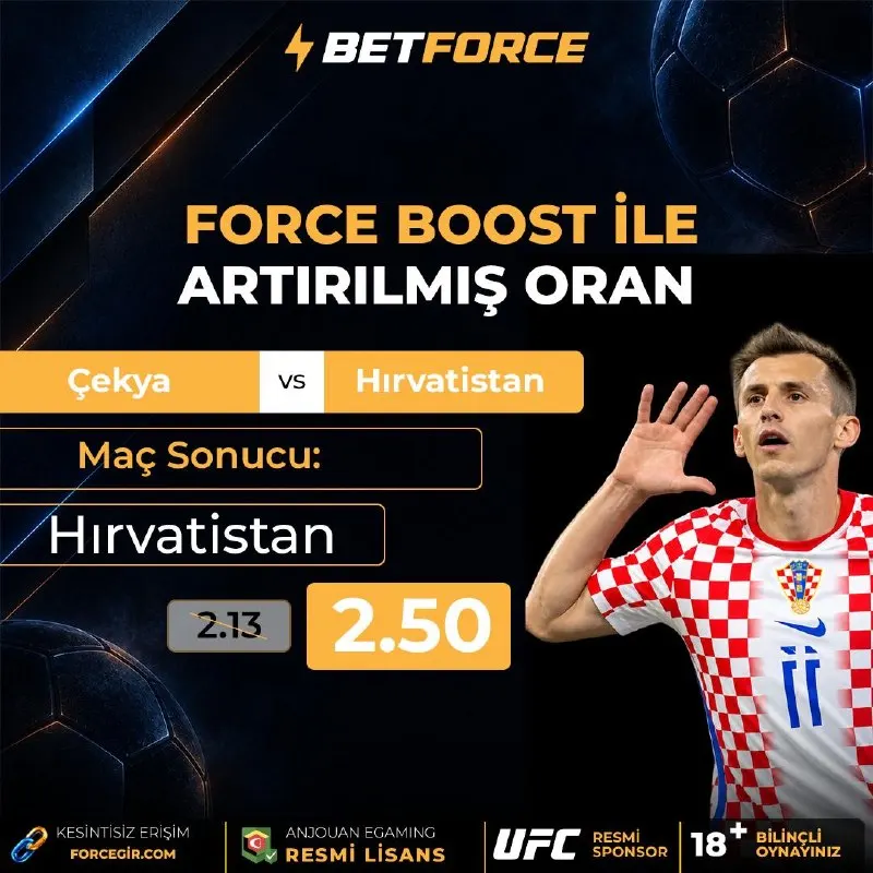 ⚡ FORCE BOOST İLE ORAN YÜKSELDİ! ⚽️ Çekya 🆚 Hırvatistan ➡️ Maç Sonucu: Hırvatistan 🔥 2.13…