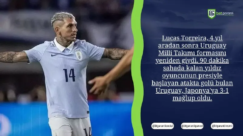 🔥 Lucas Torreira, 4 yıl aradan sonra Uruguay Milli Takımı formasıyla yeniden sahaya…