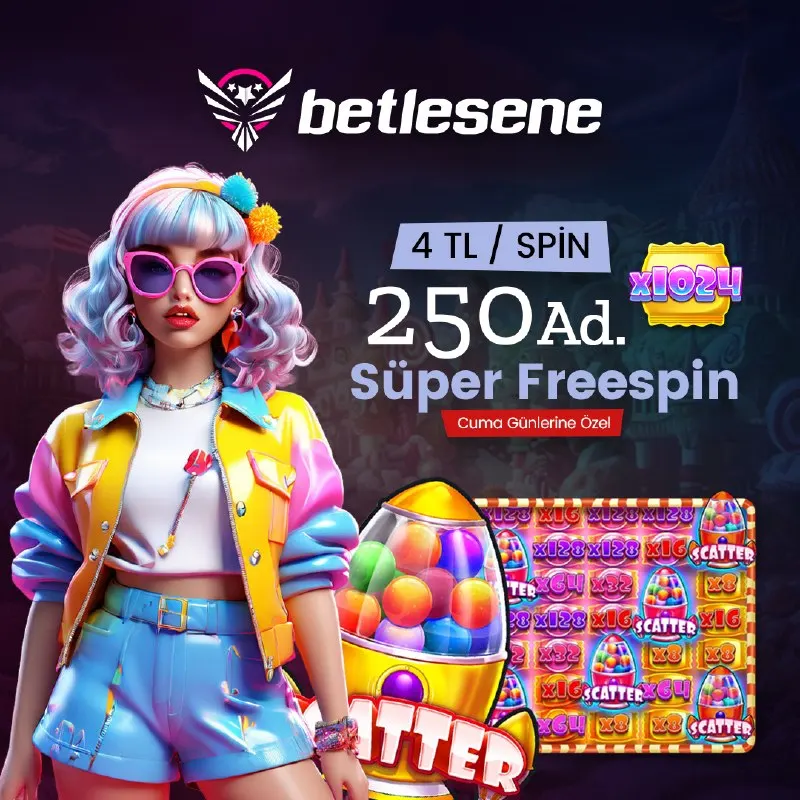 🍬🍰💕 Şeker sevenleri böyle alalım! 🦸‍♂️ Betlesene'den SÜPER 250 FREESPİN! 🚀 Minimum 500 TL…